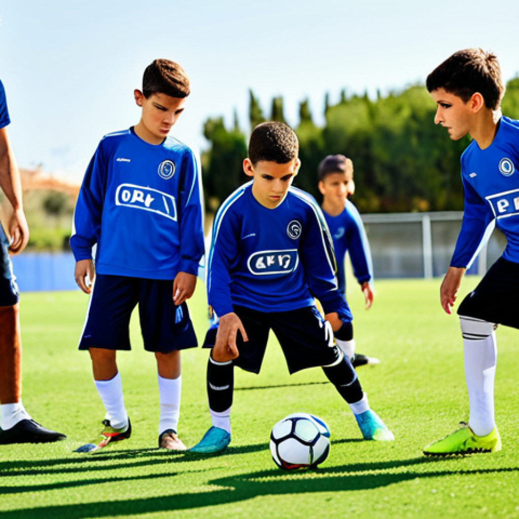 그리스에서의 축구 리그 및 클럽 - Young Greek Football Talent**

"A group of young, fully clothed Greek football players training at a...