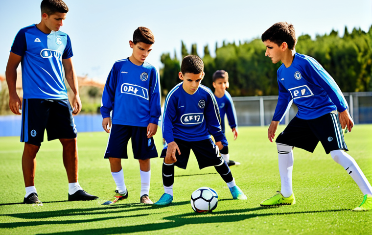 그리스에서의 축구 리그 및 클럽 - Young Greek Football Talent**

"A group of young, fully clothed Greek football players training at a...