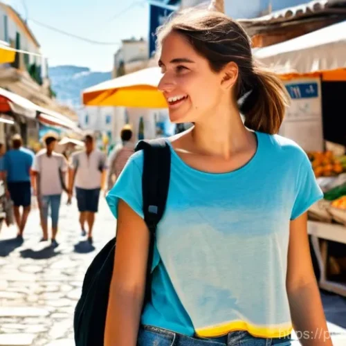 그리스 여행 경비 계산 - **Prompt 1: "Economical Athens Exploration"**
    A young female backpacker, wearing comfortable wal...