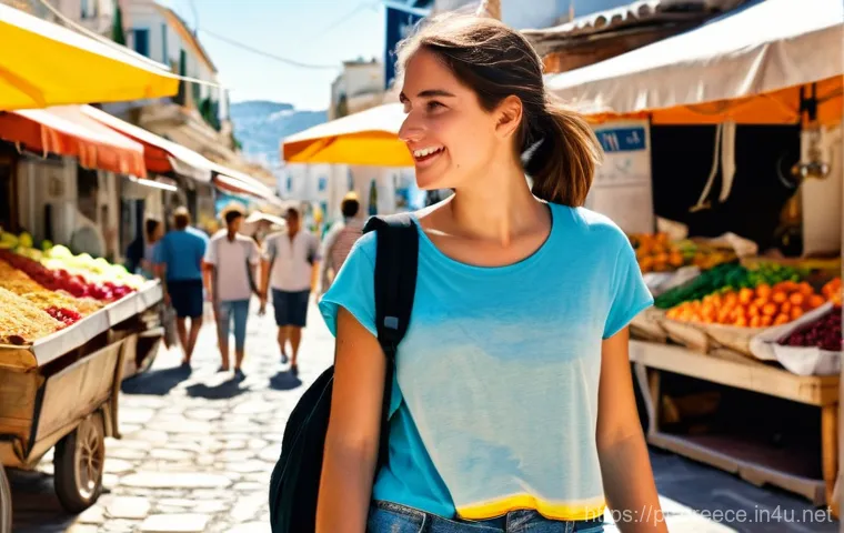 그리스 여행 경비 계산 - **Prompt 1: "Economical Athens Exploration"**
    A young female backpacker, wearing comfortable wal...